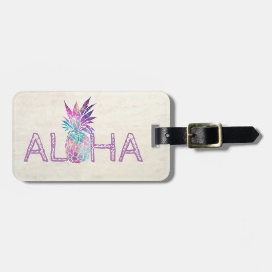 Aloha Hawaiian Pineaple-Personalisiert Gepäckanhänger (Vorderseite horizontal)