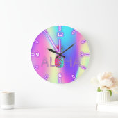 Aloha Hawaiian Pineapple Holographic Große Wanduhr (Zuhause)