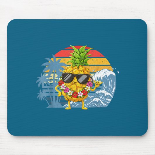 Aloha Hawaiian Pineapple Sign Hawaii Shaka Smile Mousepad (Vorne)