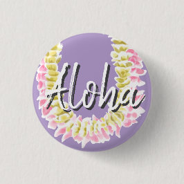 Aloha Hawaiian Plumeria Lei Elegant Floral Pastel Button