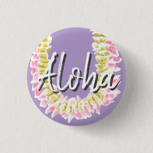 Aloha Hawaiian Plumeria Lei Eleganter Blumenpastel Button