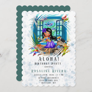 Aloha Hawaiian Preteen Girl Birthday Party Einladung