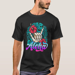 Aloha Hawaiian Shaka Handzeichen Tropischer Hibisk T-Shirt