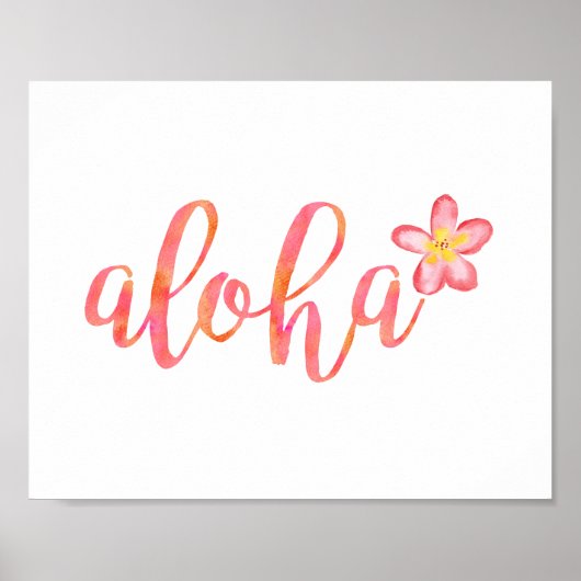 Aloha Hawaiian Summer Floral Typografy Poster (Vorne)