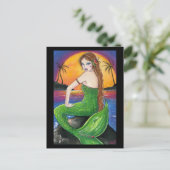 Aloha Hawaiian Sunset Mermaid Postkarte (Stehend Vorderseite)