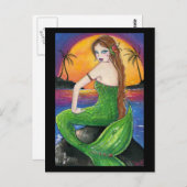 Aloha Hawaiian Sunset Mermaid Postkarte (Vorne/Hinten)