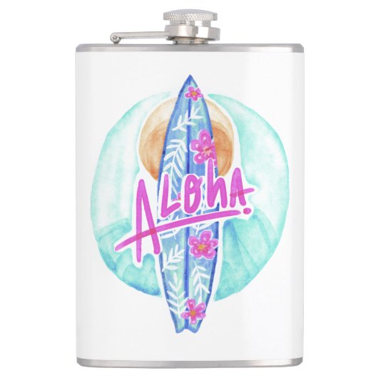Aloha Hawaiian Surfer individuelle Name Flachmann (Vorderseite)