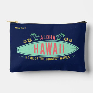 Aloha Hawaiian Surfer individuelle Name Zubehörtasche