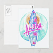 Aloha Hawaiian Surfer Postkarte (Vorne/Hinten)
