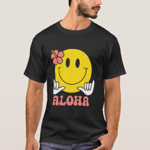 Aloha Hawaiian Süßes Lächeln Gesicht Shaka Hibisku T-Shirt