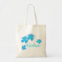 Aloha Hawaiian Tropical Blume Aqua Tote Beutel