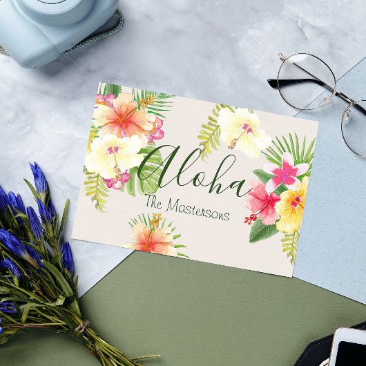 Aloha Hawaiian Tropical Floral Personalisiert Postkarte