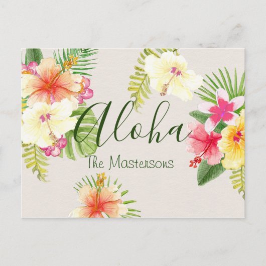 Aloha Hawaiian Tropical Floral Personalisiert Postkarte (Vorderseite)