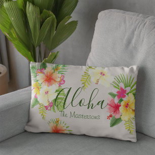 Aloha Hawaiian Tropical Floral Water color Lendenkissen