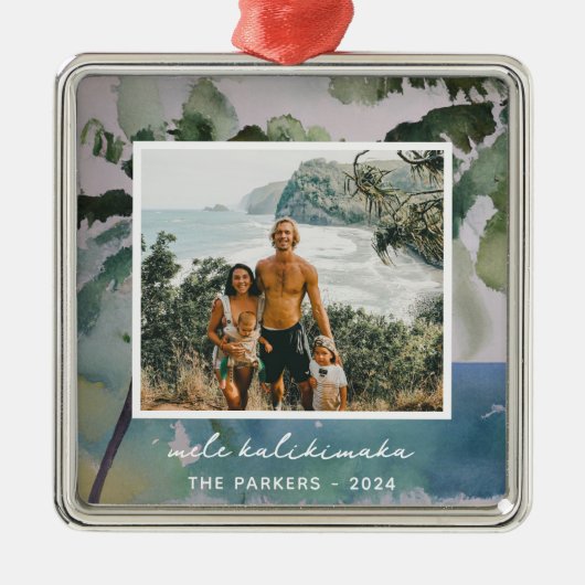 Aloha Hawaiian Watercolor Ornament Aus Metall (Vorne)