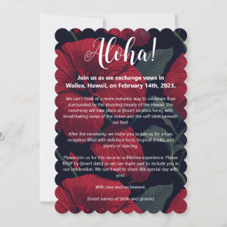 Aloha Hawaiian Wedding Red Hibiskus Einladung