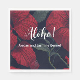Aloha Hawaiian Wedding Red Hibiskus Serviette