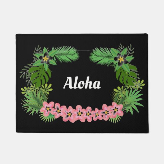 Aloha Hawaiian Welcome Tropical Blume Design Fußmatte (Vorderseite)