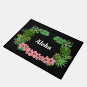 Aloha Hawaiian Welcome Tropical Blume Design Fußmatte (Schrägansicht)