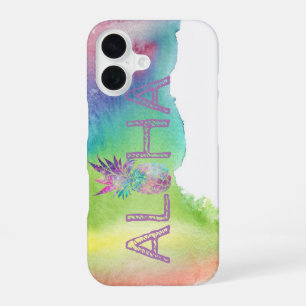 Aloha Hawaiianische Ananas, Wasserfarbspritzer iPhone 16 Hülle