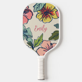 Aloha Hawaiianische Blume mit Personalisiertem Nam Pickleball Schläger