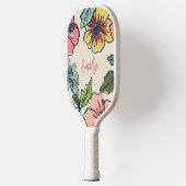 Aloha Hawaiianische Blume mit Personalisiertem Nam Pickleball Schläger (Links)