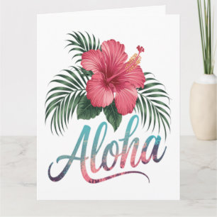 Aloha Hawaiianische Inseln Hawaii Hibiskusblüte Karte