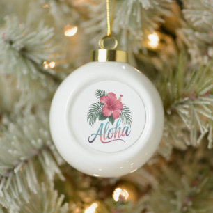 Aloha Hawaiianische Inseln Hawaii Hibiskusblüte Keramik Kugel-Ornament