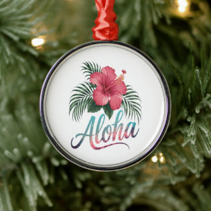 Aloha Hawaiianische Inseln Hawaii Hibiskusblüte Ornament Aus Metall