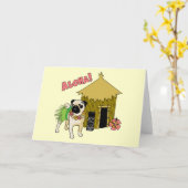 Aloha! Hawaiianische Mops Grußkarten Karte (Gelbe Blume)