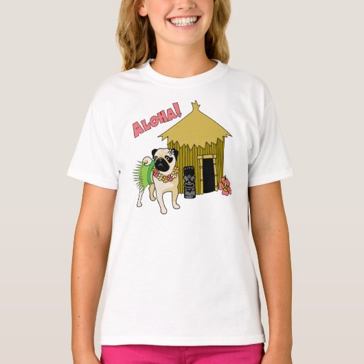 Aloha! Hawaiianische Mops-T-Shirts für Kinder T-Shirt (Vorderseite)