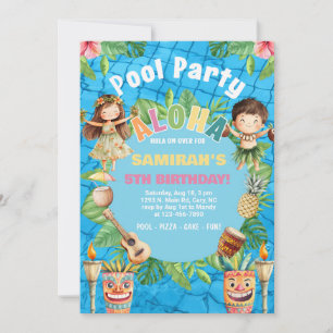 Aloha hawaiianische Pool-Geburtstagseinladung, Hul Einladung