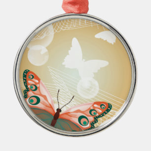 Aloha Hawaiianischer Schmetterling Hochzeit Liebe  Silbernes Ornament