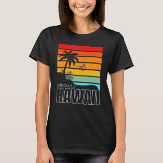 Aloha Hawaiianischer Strand Palmen Sommer Retro Ho T-Shirt