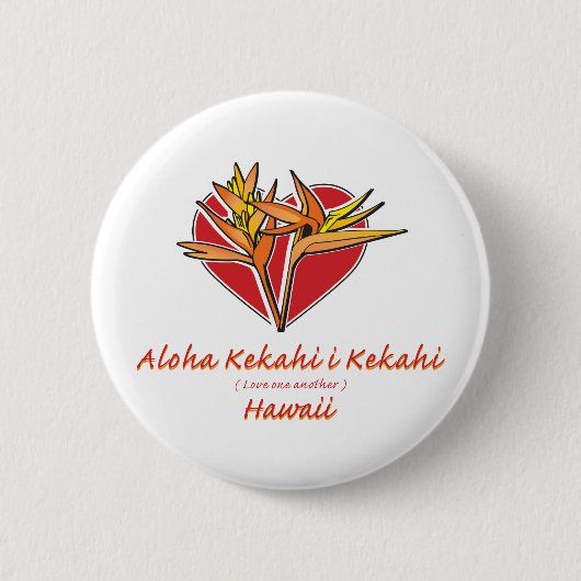 Aloha Hawaiil Bird of Paradise Herz Button (Vorderseite)