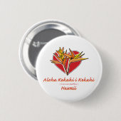 Aloha Hawaiil Bird of Paradise Herz Button (Vorne & Hinten)