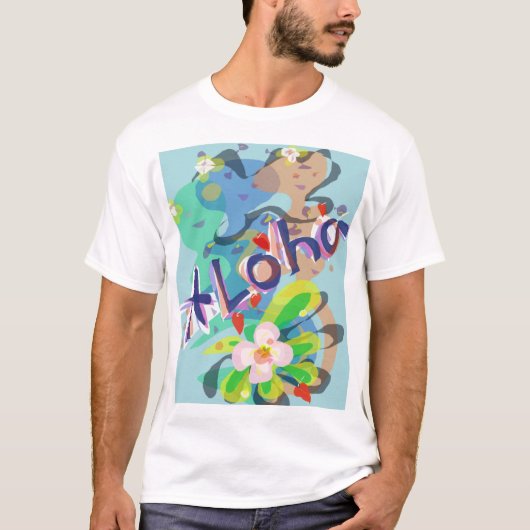 Aloha hawaiisches Blumen-und Hula Tänzer-Party T T-Shirt (Vorderseite)