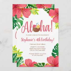 Aloha, hawaiisches Geburtstags-Party Einladung