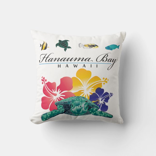 Aloha Hawaiischildkröte und -Blumen Kissen (Vorderseite)