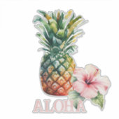 Aloha Hibiskus Blume Ananas Aufkleber (Vorderseite)