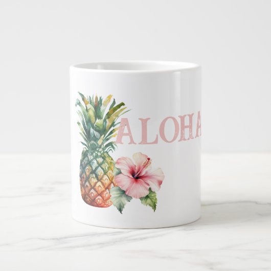 Aloha Hibiskus Blume Ananas Jumbo-Tasse (Vorderseite)