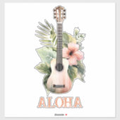 Aloha Hibiskus Blume Guitar Aufkleber (Blatt)
