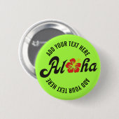 Aloha Hibiskus - flaches Hawaii Design + Ihre Idee Button (Vorne & Hinten)