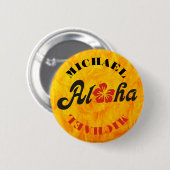 Aloha Hibiskus - flaches Hawaii Design + Ihre Idee Button (Vorne & Hinten)