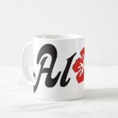 Aloha Hibiskus - flaches Hawaii Design + Ihre Idee Kaffeetasse (Vorderseite Links)