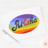 Aloha Hibiskus - flaches Hawaii Design + Ihre Idee Ovaler Aufkleber (Umschlag)