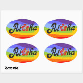 Aloha Hibiskus - flaches Hawaii Design + Ihre Idee Ovaler Aufkleber (Blatt)
