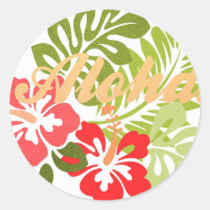 Aloha Hibiskus Runder Aufkleber