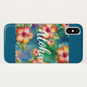 Aloha Hibiskus Tropenfarben-Blumendesign Case-Mate iPhone Hülle (Rückseite (Horizontal))