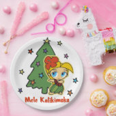 Aloha Honeys Christmas Blond Hula Girl Pappteller (Party)